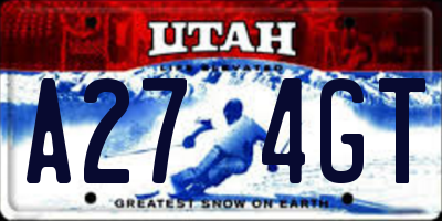 UT license plate A274GT