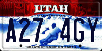 UT license plate A274GY