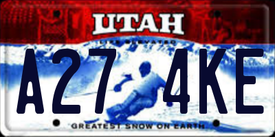UT license plate A274KE