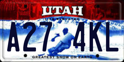 UT license plate A274KL
