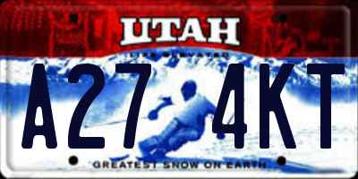 UT license plate A274KT