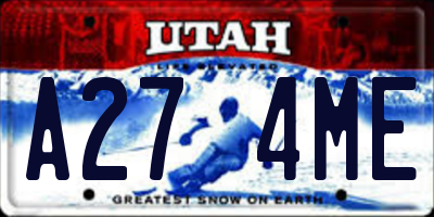 UT license plate A274ME