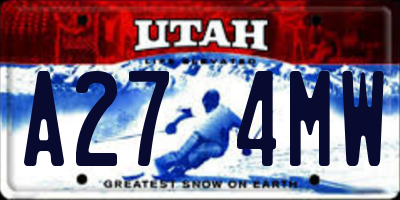 UT license plate A274MW