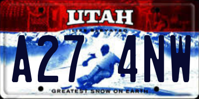 UT license plate A274NW