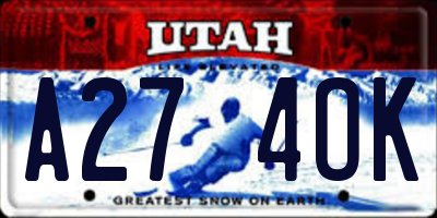 UT license plate A274OK