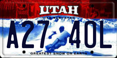 UT license plate A274OL