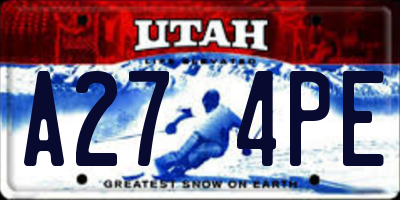UT license plate A274PE