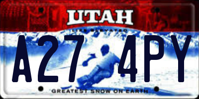 UT license plate A274PY