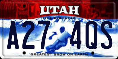 UT license plate A274QS