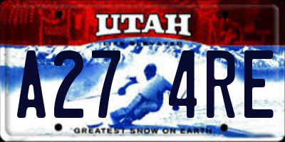 UT license plate A274RE