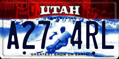 UT license plate A274RL