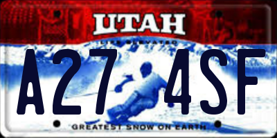 UT license plate A274SF