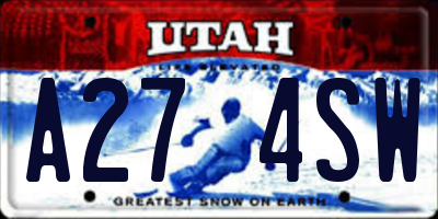 UT license plate A274SW