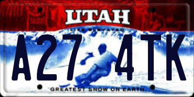 UT license plate A274TK