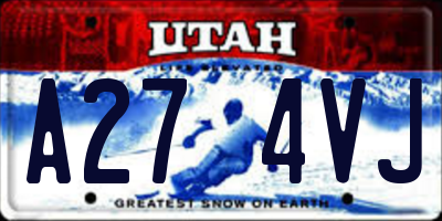 UT license plate A274VJ