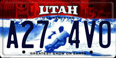 UT license plate A274VO