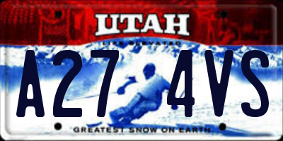 UT license plate A274VS