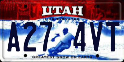 UT license plate A274VT
