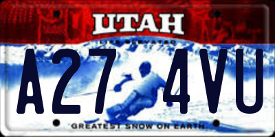 UT license plate A274VU