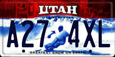 UT license plate A274XL