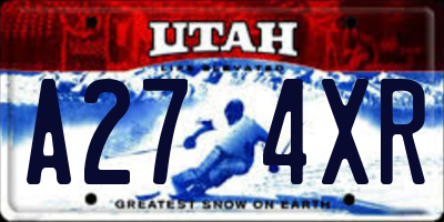UT license plate A274XR