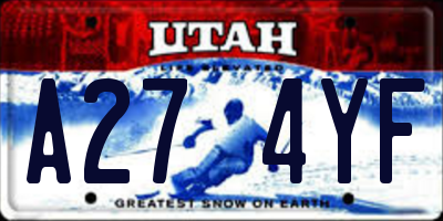 UT license plate A274YF