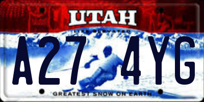 UT license plate A274YG