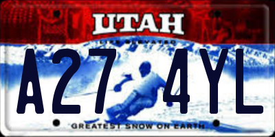 UT license plate A274YL