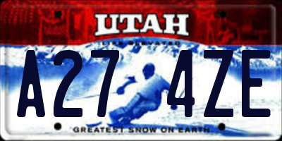 UT license plate A274ZE