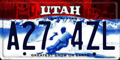 UT license plate A274ZL