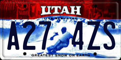 UT license plate A274ZS