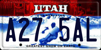 UT license plate A275AL