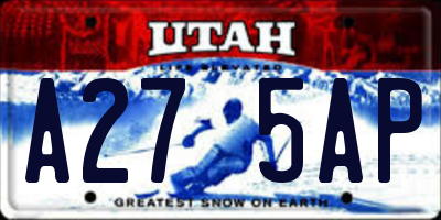 UT license plate A275AP
