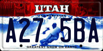 UT license plate A275BA
