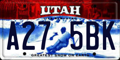UT license plate A275BK