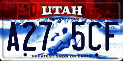 UT license plate A275CF