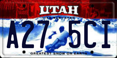 UT license plate A275CI