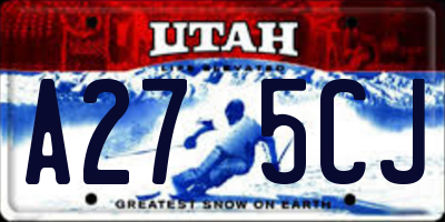 UT license plate A275CJ