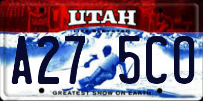 UT license plate A275CO