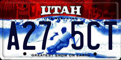 UT license plate A275CT