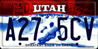 UT license plate A275CV