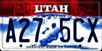 UT license plate A275CX
