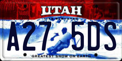 UT license plate A275DS