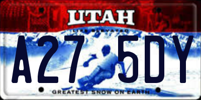 UT license plate A275DY