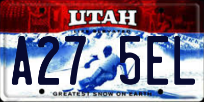 UT license plate A275EL