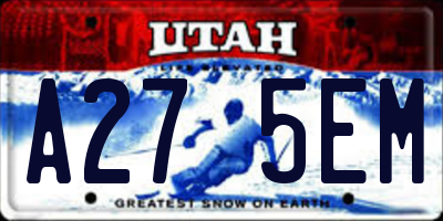 UT license plate A275EM