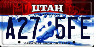 UT license plate A275FE