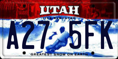 UT license plate A275FK