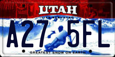 UT license plate A275FL