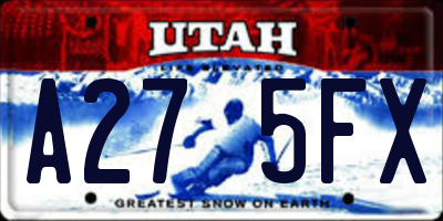 UT license plate A275FX